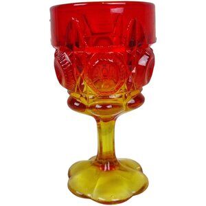 Vintage Kanawha Amberina Footed Goblet Glass Bulls Eye